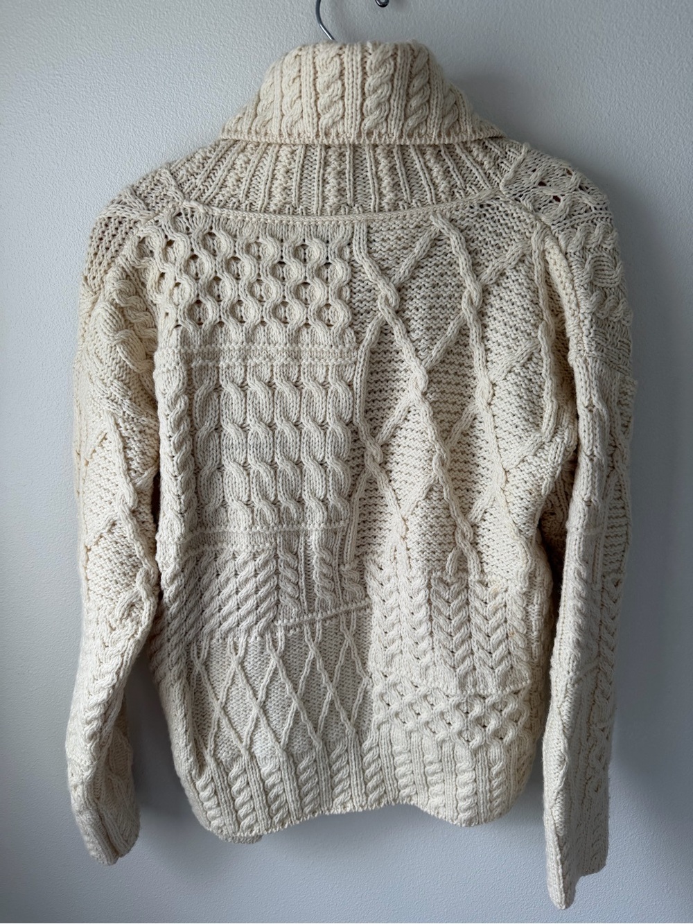 Carraigdonn Cream Cable Knit Button-Front Women’s Sweater from Ireland - Picture 5 of 7